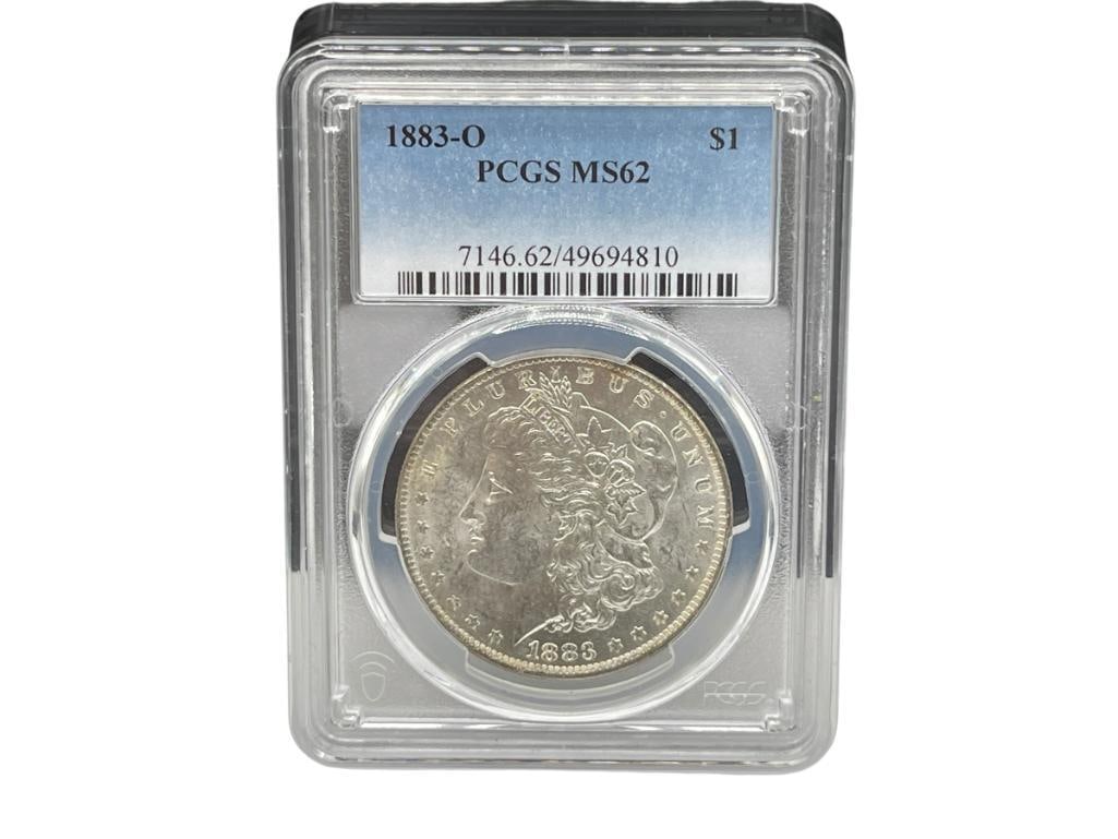 1883-O U.S. MORGAN SILVER DOLLAR PCGS MS62 (1 of 9)