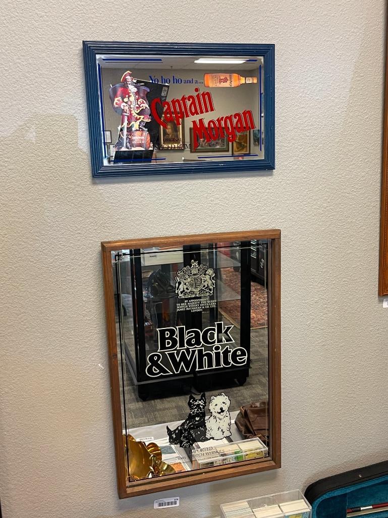 BLACK & WHITE SCOTCH WHISKY AND CAPTAIN MORGAN RUM MIRRORED BAR SIGNS (1 of 11)