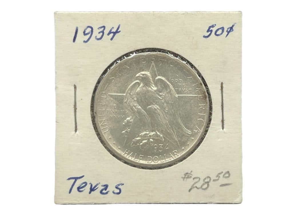 1934 U.S. THE TEXAS INDEPENDENCE CENTENNIAL SILVER HALF DOLLAR (1 of 7)