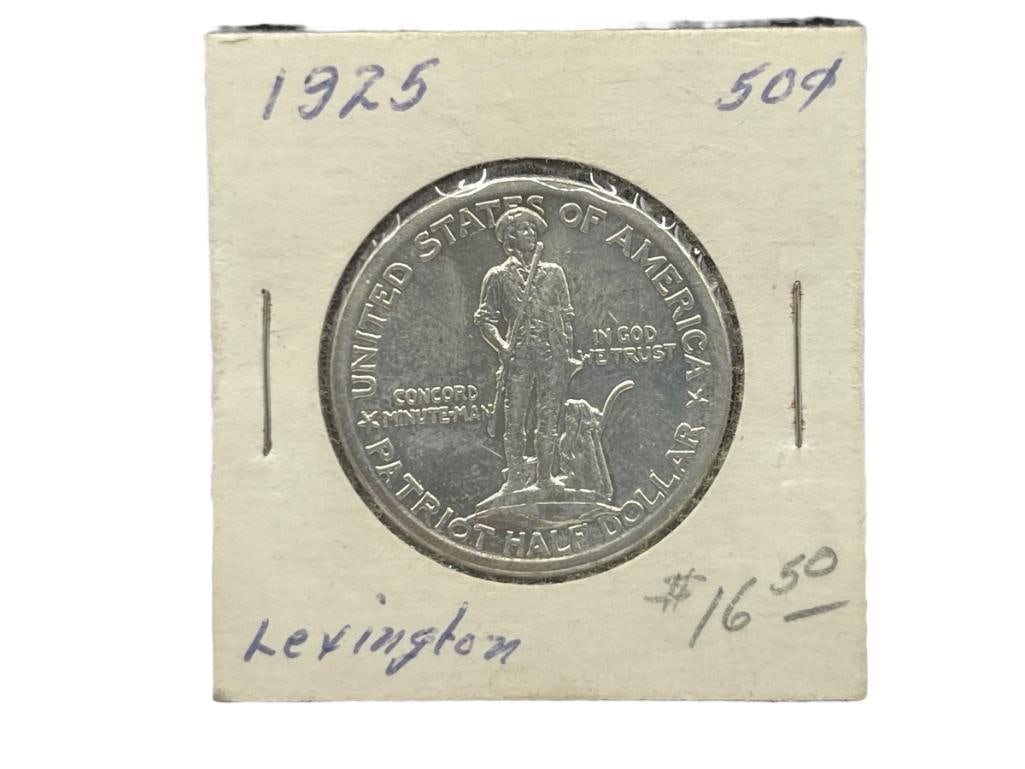 1925 U.S. LEXINGTON CONCORD SESQUICENTENNIAL PATRIOT SILVER HALF DOLLAR (1 of 7)
