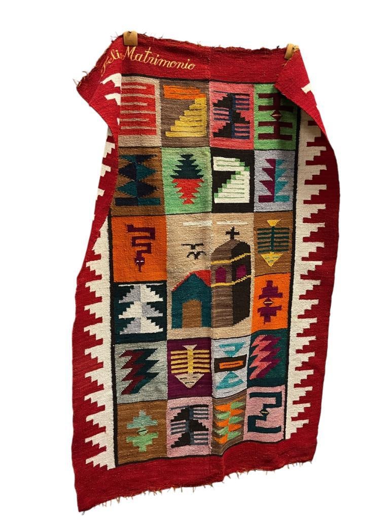 PERUVIAN INCA ANDEAN FELIZ MATRIMONIA WOOL WEAVING PRESENTED AS A WEDDING GIFT (1 of 12)