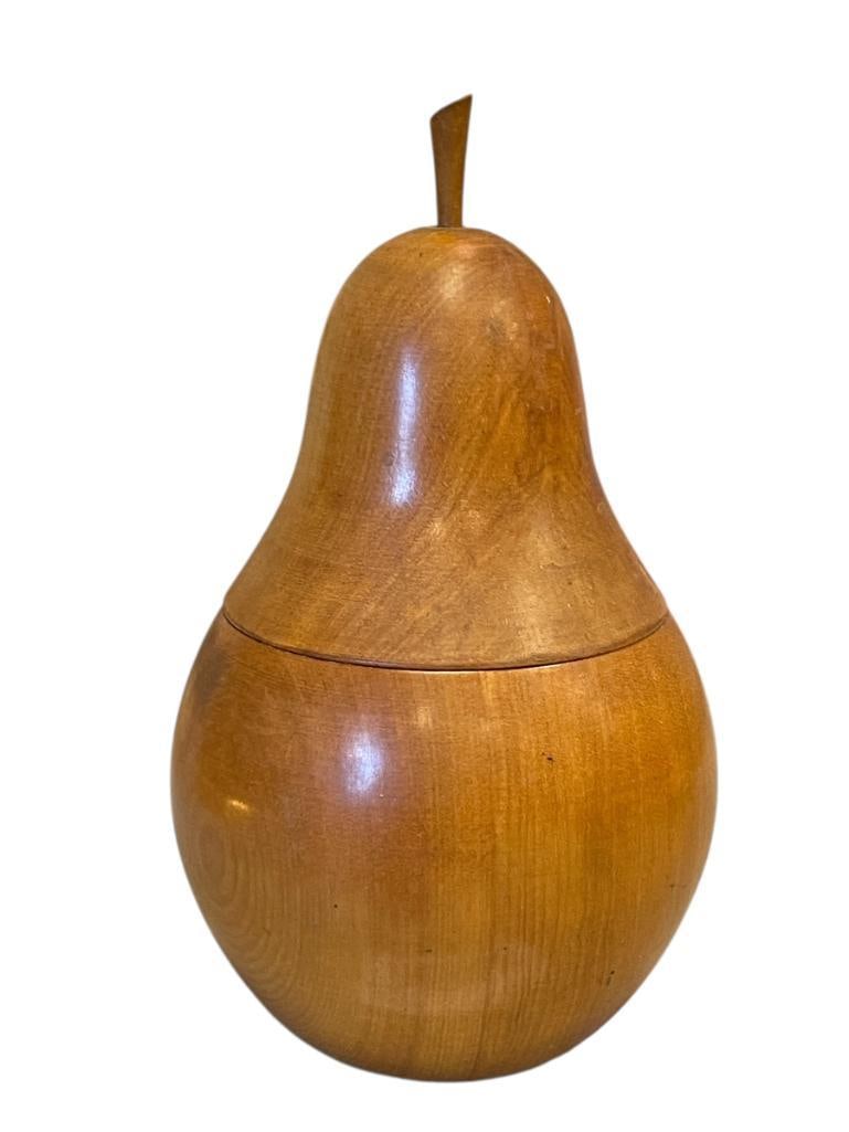 HAND TURNED WOOD PEAR SHAPED STORAGE CONTAINER / JAR (1 of 7)