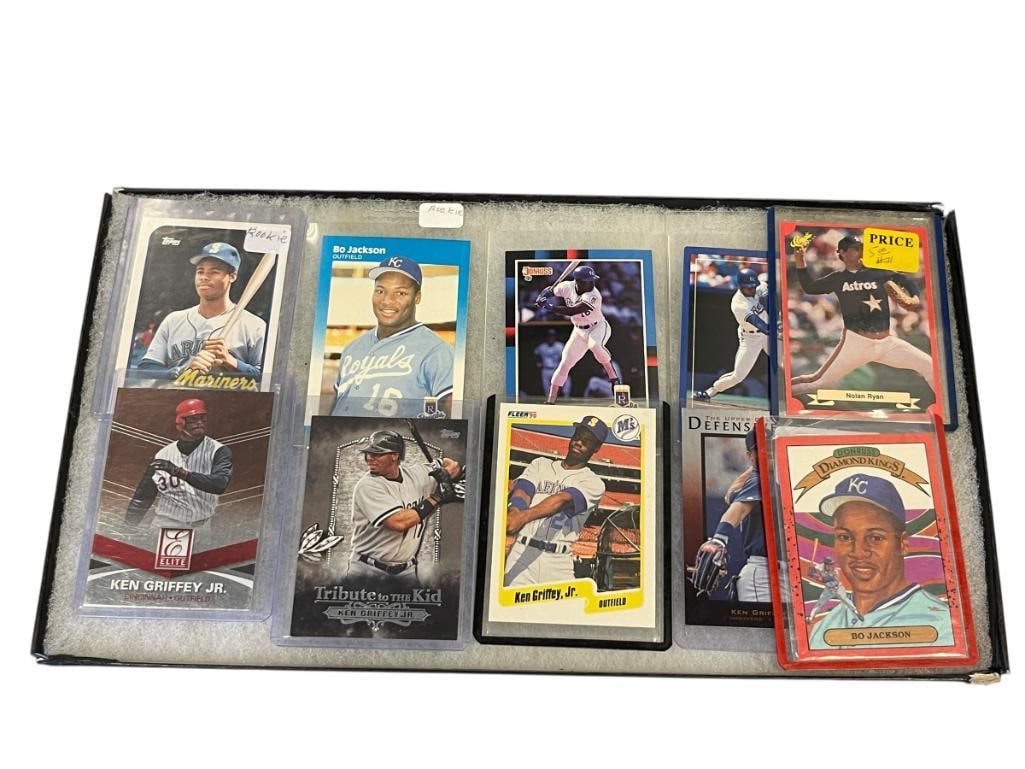 10 BASEBALL MLB SPORT PLAYER CARDS KEN GRIFFEY JR ROOKIE, BO JACKSON, NOLAN RYAN 1980'S / 1990'S ... (1 of 9)