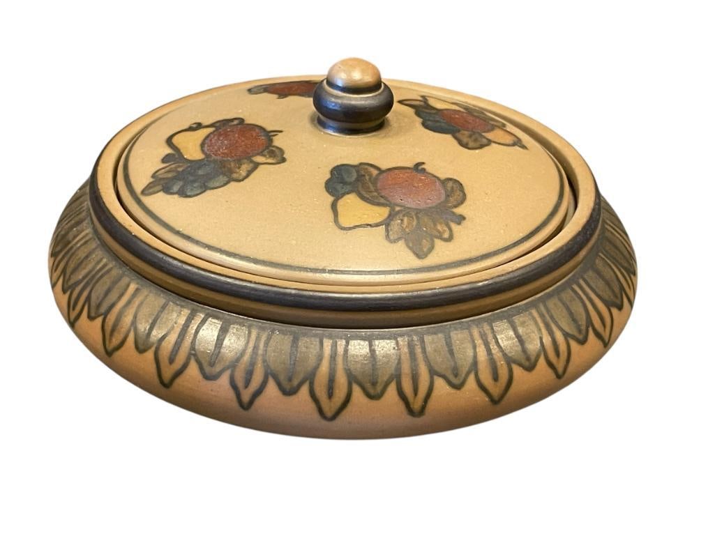 CIRCA 1930'S LAURITZ HJORTH FOR BORNHOLM CERAMICS DANISH ART DECO LIDDED BOWL (1 of 7)