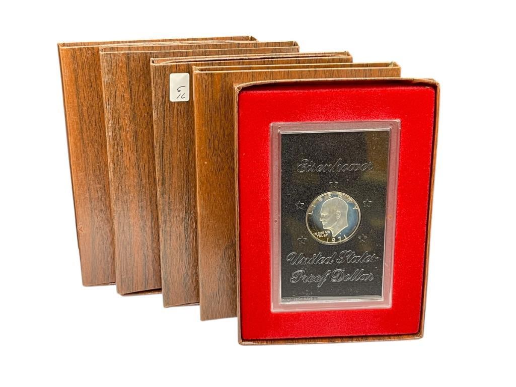 TWO 1971-S AND TWO 1972-S EISENHOWER 40% SILVER PROOF DOLLARS IN ORIGINAL CASES (1 of 7)