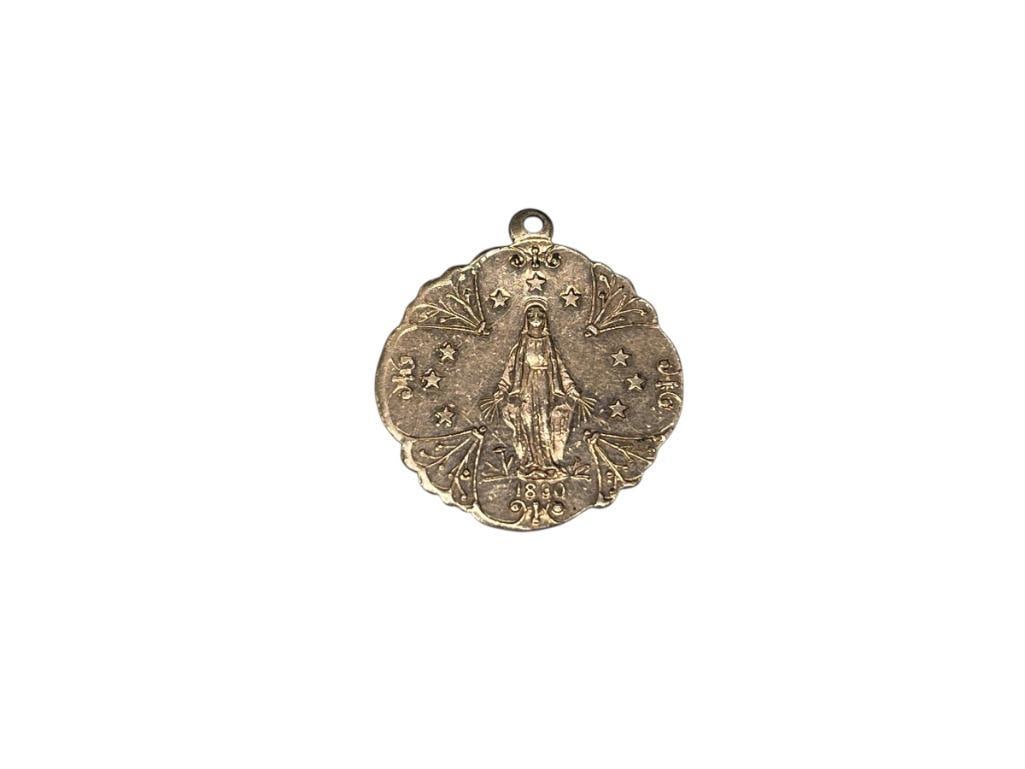 ANTIQUE 1830 GOLD FILLED MIRACULOUS MEDAL "MEDAL OF OUR LADY GRACE" CATHOLIC DEVOTIONAL MEDAL (1 of 6)