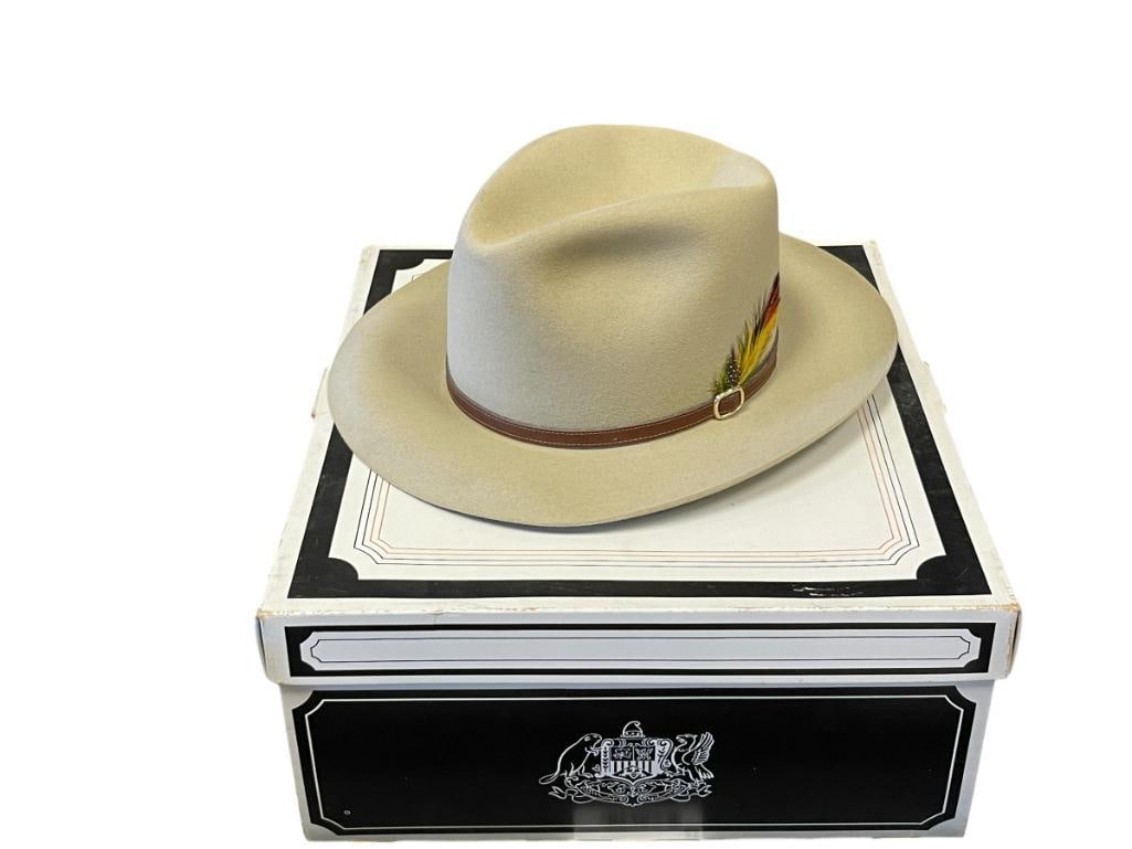 STETSON JAMES DEAN 4X BEAVER XXXX FUR FELT FEDORA WITH LEATHER HAT BAND SIZE 7 (1 of 9)