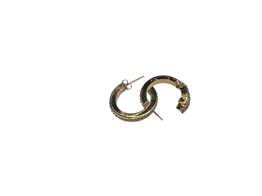 14K YELLOW GOLD SCRAP EARRINGS WITH DIAMOND CUTS: EARRINGS ARE DAMAGED, ONE IS IN GOOD CONDITION 7/8", 1.56 GRAMS