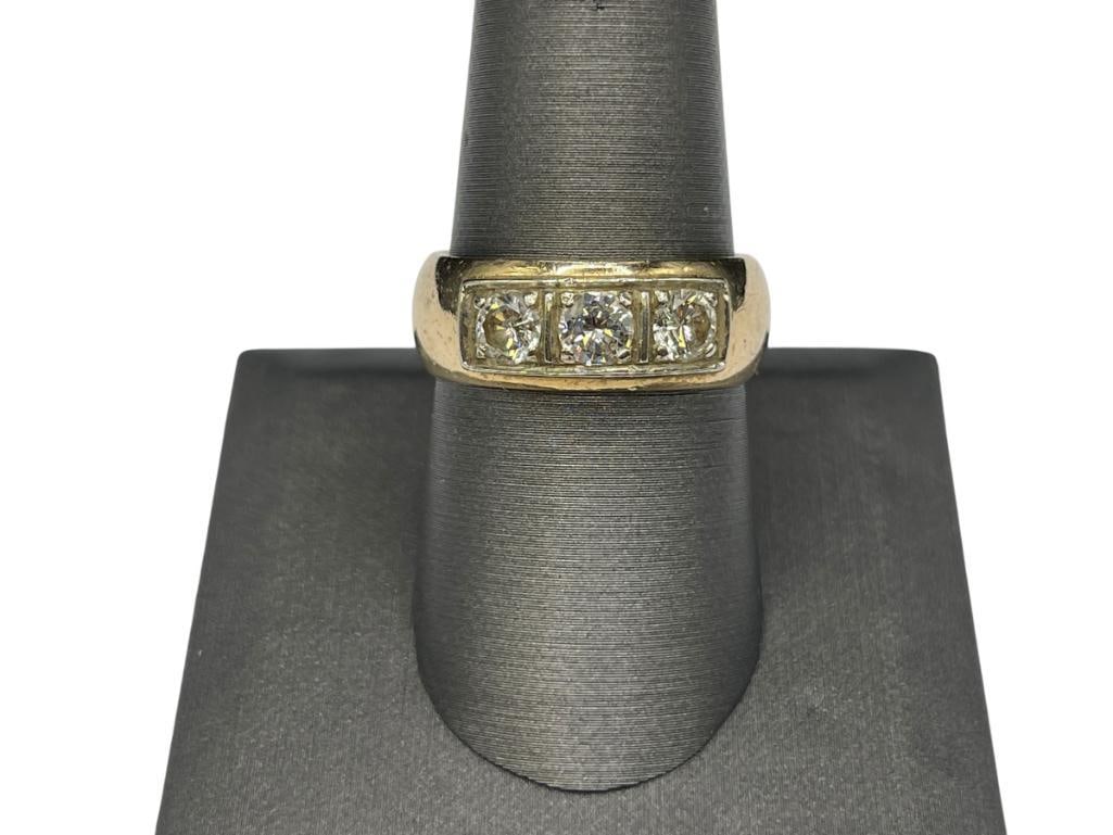 14K YELLOW GOLD DIAMOND BAND FEATURING THREE .25CT ROUND BRILLIANT CUT DIAMONDS (1 of 9)