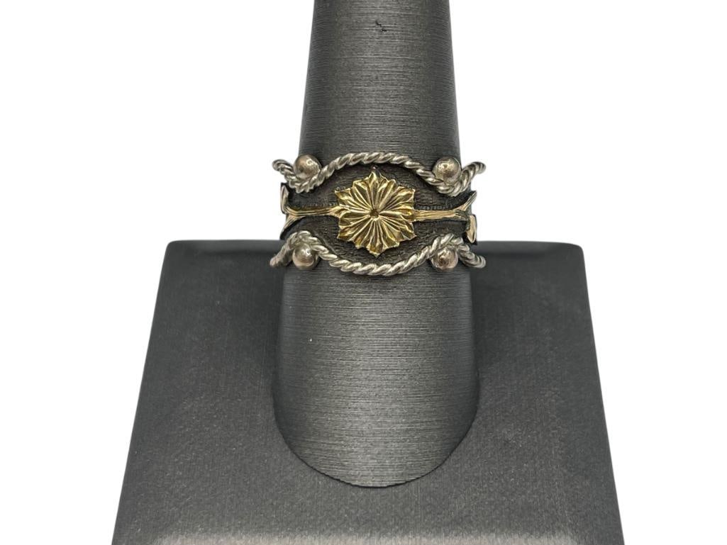 VINTAGE VOGT DESIGNER SIGNED STERLING SILVER AND GOLD FILLED WESTERN MOTIF RING (1 of 8)