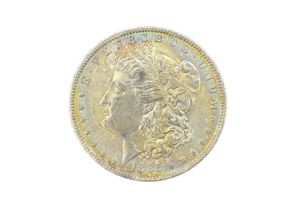1885-O U.S. MORGAN SILVER DOLLAR AU TONED (1 of 7)