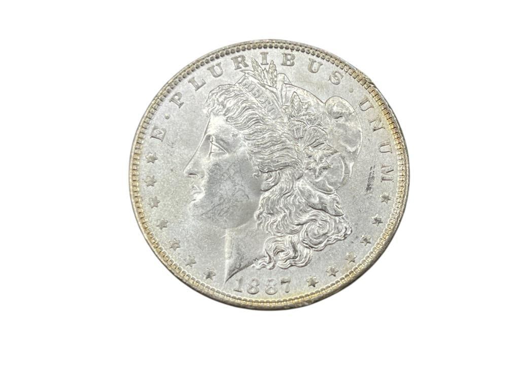 1887 U.S. MORGAN SILVER DOLLAR AU TONED REVERSE (1 of 7)