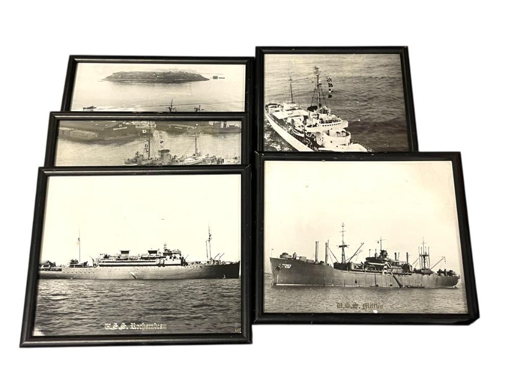 FIVE BLACK AND WHITE U.S. NAVY WWII SHIP PHOTOGRAPHS (1 of 12)