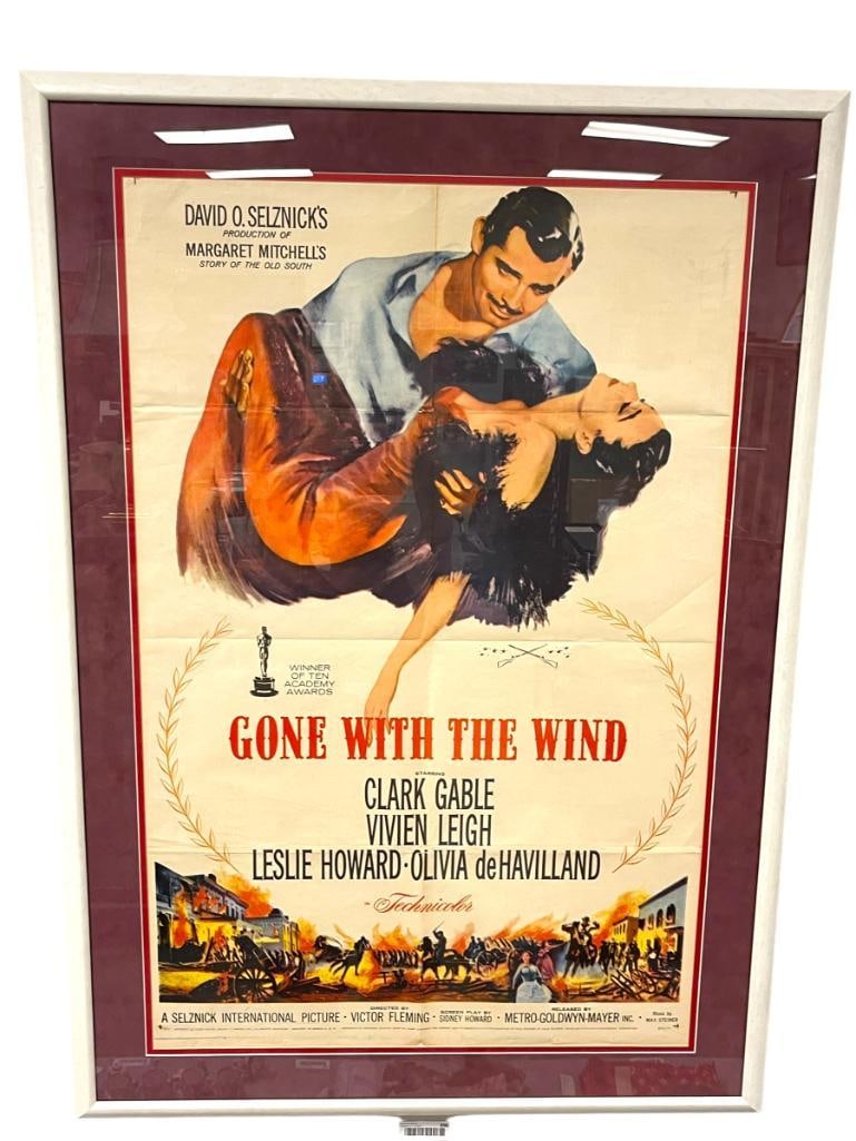1960 GONE WITH THE WIND ADVERTISING MOVIE POSTER STARRING CLARK GABLE, VIVIEN LEIGH, LESLIE HOWARD (1 of 12)