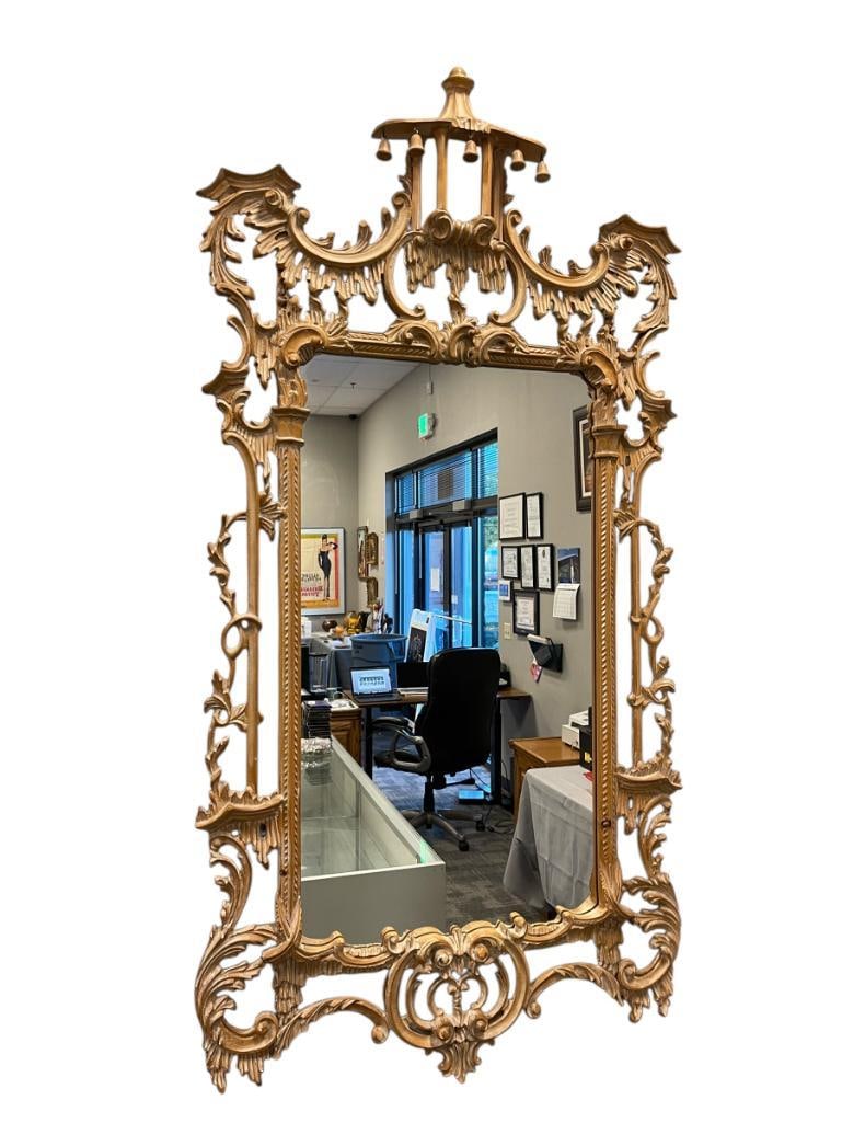 ITALIAN CHINOSERIE LABARGE SOLID WOOD PAGODA MIRROR (1 of 12)