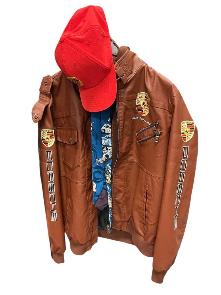 PORSCHE RACING JACKET WITH FLEECE HOOD PLUS RM STYLE PORSCHE TIE AND FLEX FIT HAT (1 of 11)