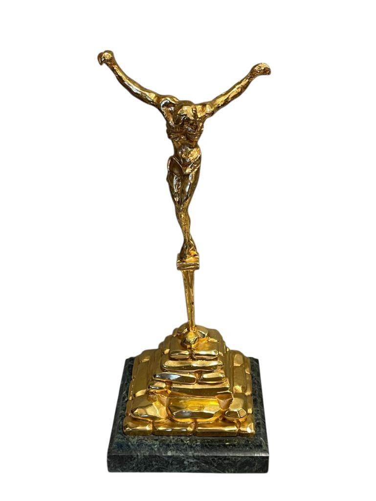 CHRIST OF SAINT JOHN SALVADOR DALI GOLD FINISH LIMITED EDITION BRONZE SCULPTURE ON MARBLE (1 of 10)