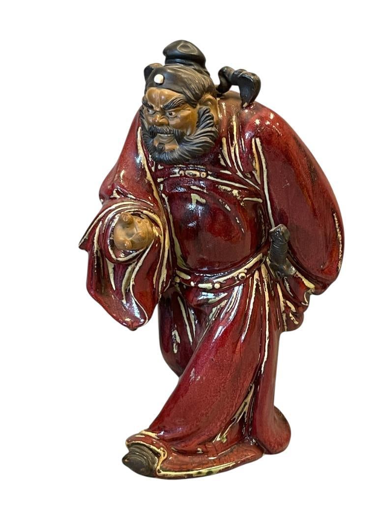 CHINESE MYTHOLOGY ZHONG KUI DEMON QUELLER SHIWAN POTTERY STATUE TAOSIT DIETY (1 of 10)