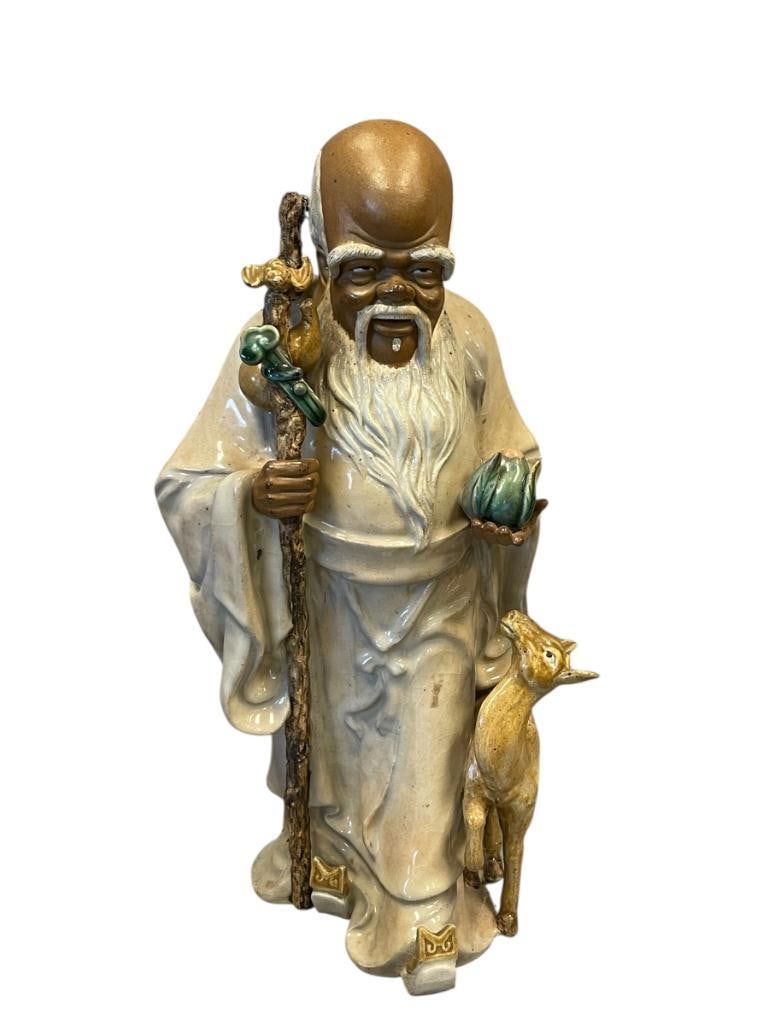 LARGE CHINESE MUDMEN STATUE TRADITIONAL FOLK ART WISE MAN OF THE EIGHT IMMORTALS (1 of 12)