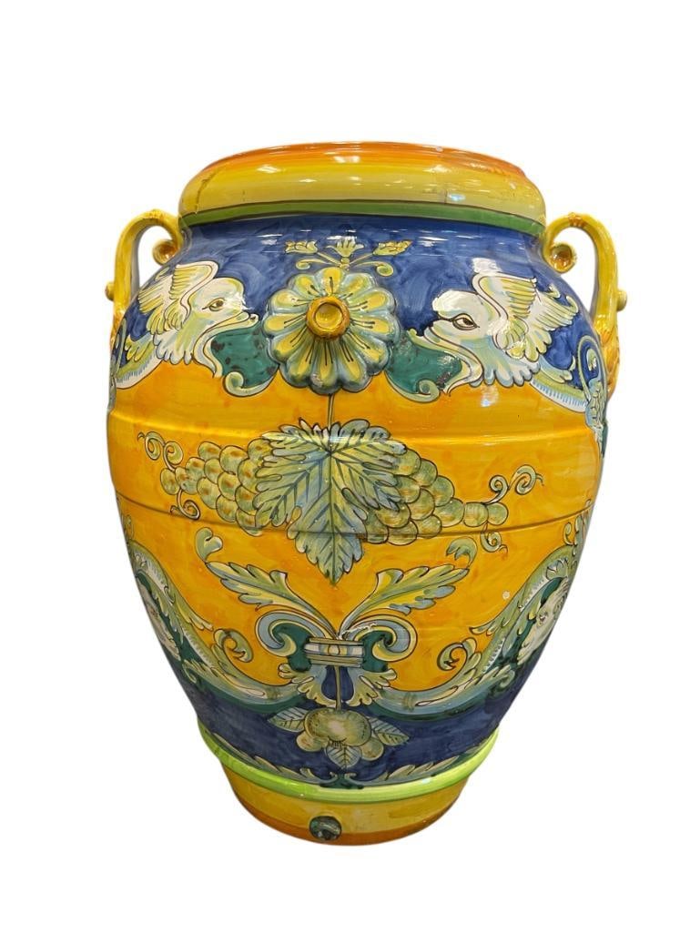 LARGE HAND PAINTED ITALIAN MAJOLICA POTTERY PLANTER TIN GLAZED EARTHENWARE (1 of 11)