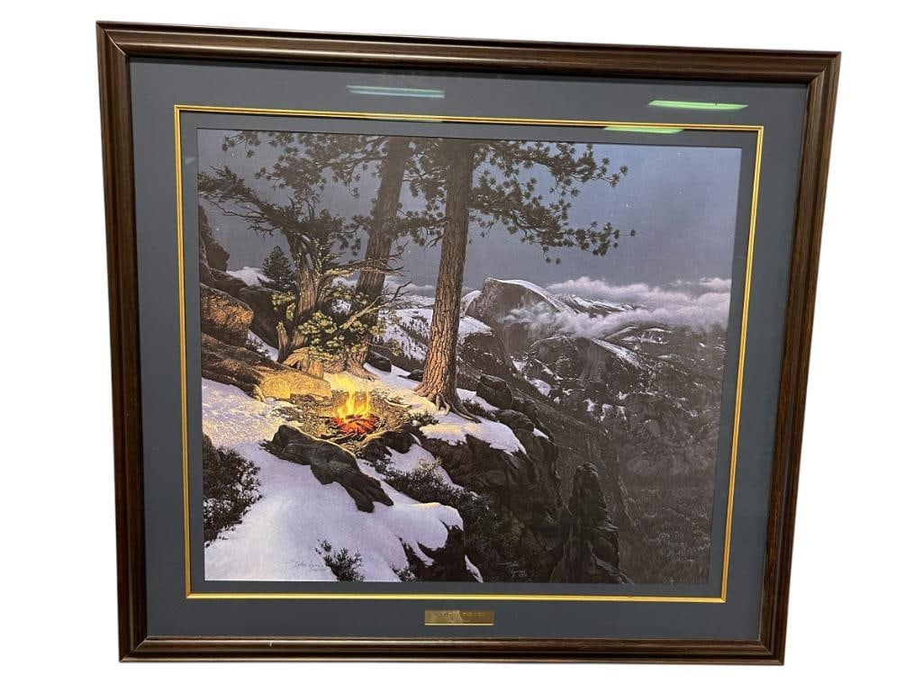 STEPHEN LYMAN AMERICAN WILDLIFE / LANDSCAPE ARTIST LIMITED EDITION PRINT TITLED WARMED BY THE VIEW (1 of 12)