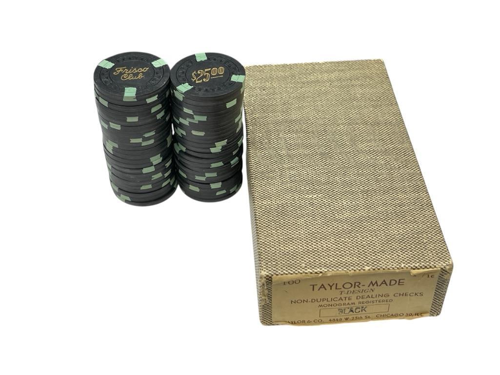 50 TOTAL 1951-52 RENO, NEVADA FRISCO CLUB CASINO $25 CASINO CHIPS (1 of 10)