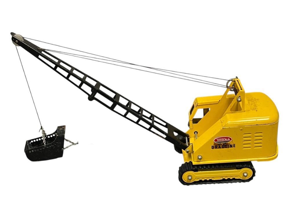 VINTAGE 1960'S TONKA PRESSED STEEL CONSTRUCTION DRAGLINE CRANE TOY (1 of 11)