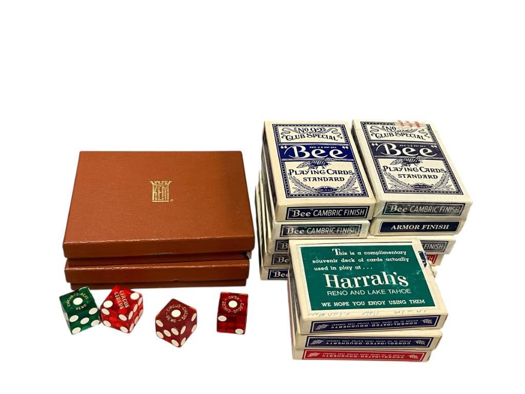 17 NEW AND USED POKER DECK OF PLAYINGS CARDS ALONG WITH CIRCUS-CIRCUS DICE (1 of 7)