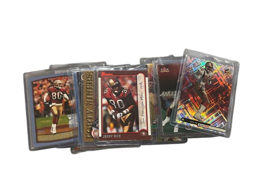 TWENTY 1993-2001 JERRY RICE FOOTBALL NFL SPORT PLAYER CARDS: EACH CARD IS IN A PROTECTIVE SLEEVE