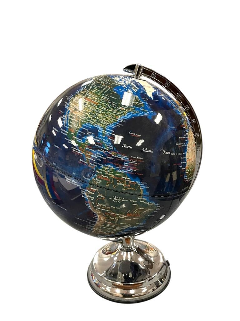 ILLUMINATING TERRESTIAL GLOBE WITH CHROME BASE (1 of 12)