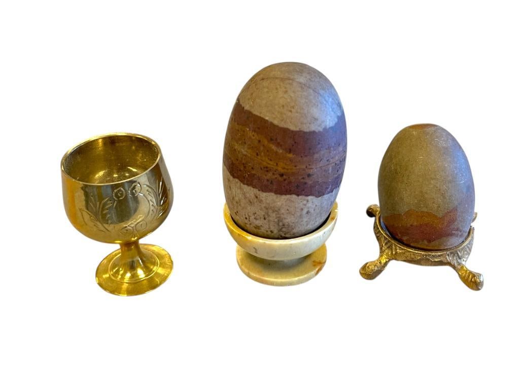 SHIVA LINGAM STONE SACRED IN HINDUISM AS A SYMBOL OF LORD SHIVA FOUND IN NARMADA RIVER, INDIA: TWO STONES, HAND POLISHED IN ITS ORIGINAL FORM 2" AND 2 3/4"