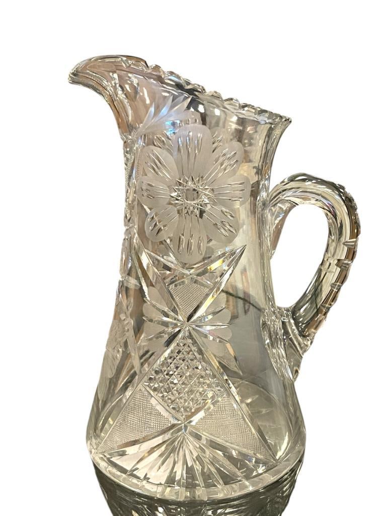 AMERICAN BRILLIANT PERIOD CUT GLASS PITCHER FEATURING WHEEL CUT PATTERN (1 of 7)