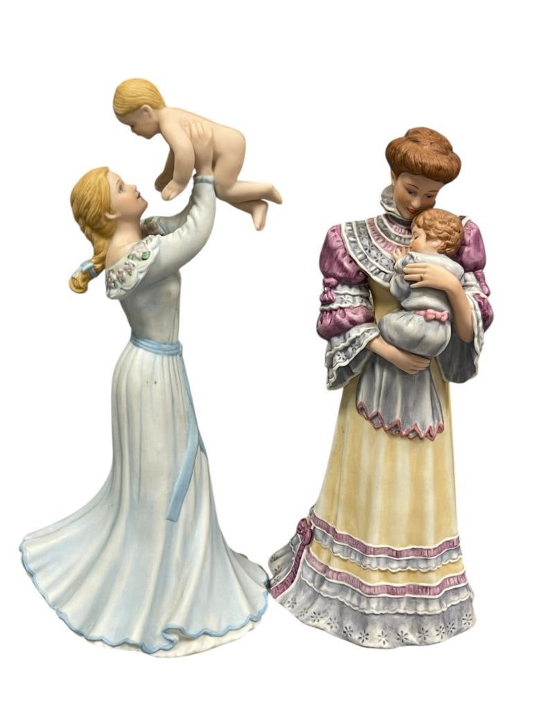 LENOX HAND PAINTED PORCELAIN MOTHER AND CHILD FIGURINES MORNING PLAYTIME AND CHERISHED MOMENT (1 of 11)