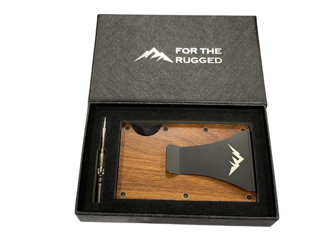 NEW IN BOX FOR THE RUGGED RFID WALLET: FEATURING WALNUT GRAIN, PERFECT STOCKING STUFFER