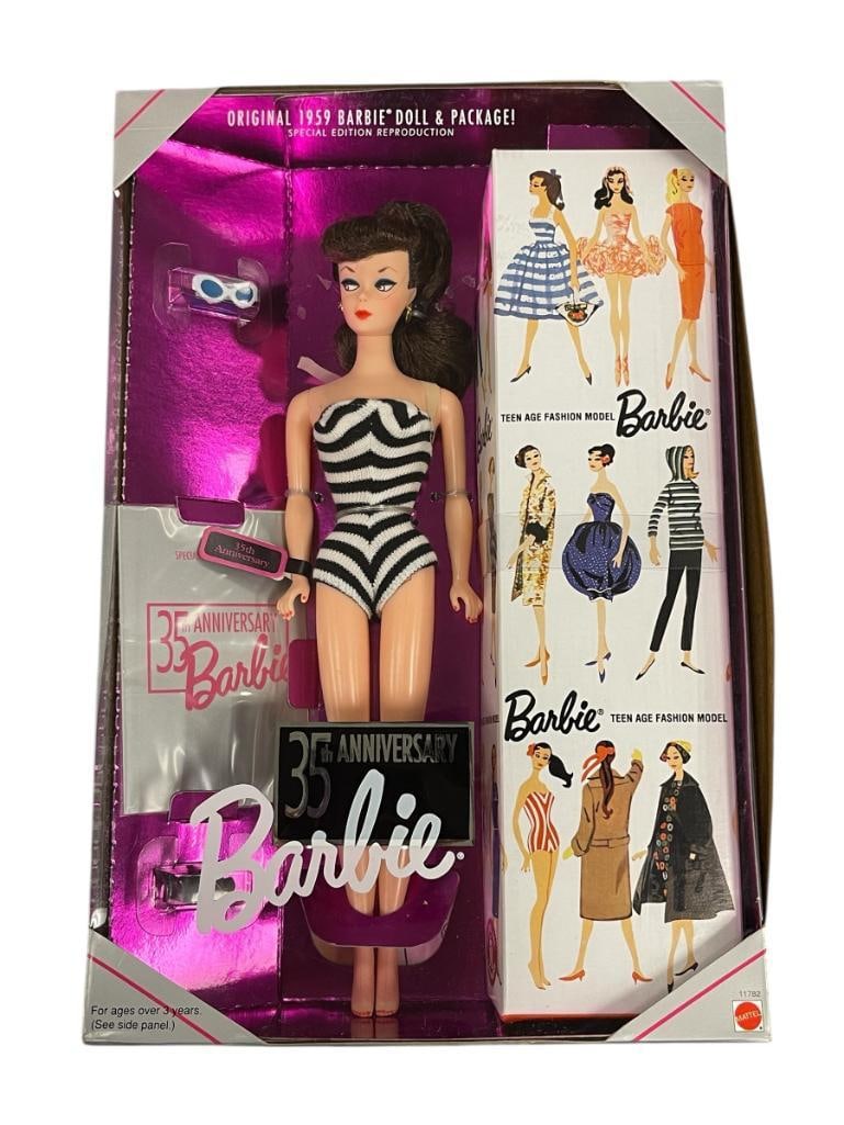 1993 MATTEL 35TH ANNIVERSARY BARBIE SPECIAL EDITION BARBIE DOLL SPECIAL REPRODUCTION OF 1959 BARBIE: INCLUDES ORIGINAL BOX, MATTEL 11782, NEW IN BOX