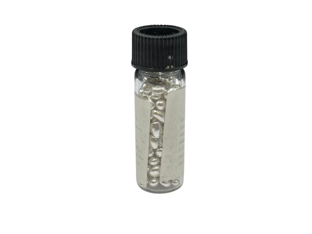 ONE DOLLAR IN SILVER NUGGETS .999 FINE SILVER NUGGETS IN GLASS VIAL: FEATURING "ONE DOLLAR IN SILVER NUGGETS" INSCRIPTION 26.73 GRAMS OF SILVER