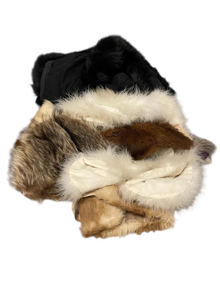REAL AND FAUX FUR COLLARS AND COAT HOODS: ELEVEN PIECES TOTAL, FEW PIECES MAY JUST BE FOR CRAFTS