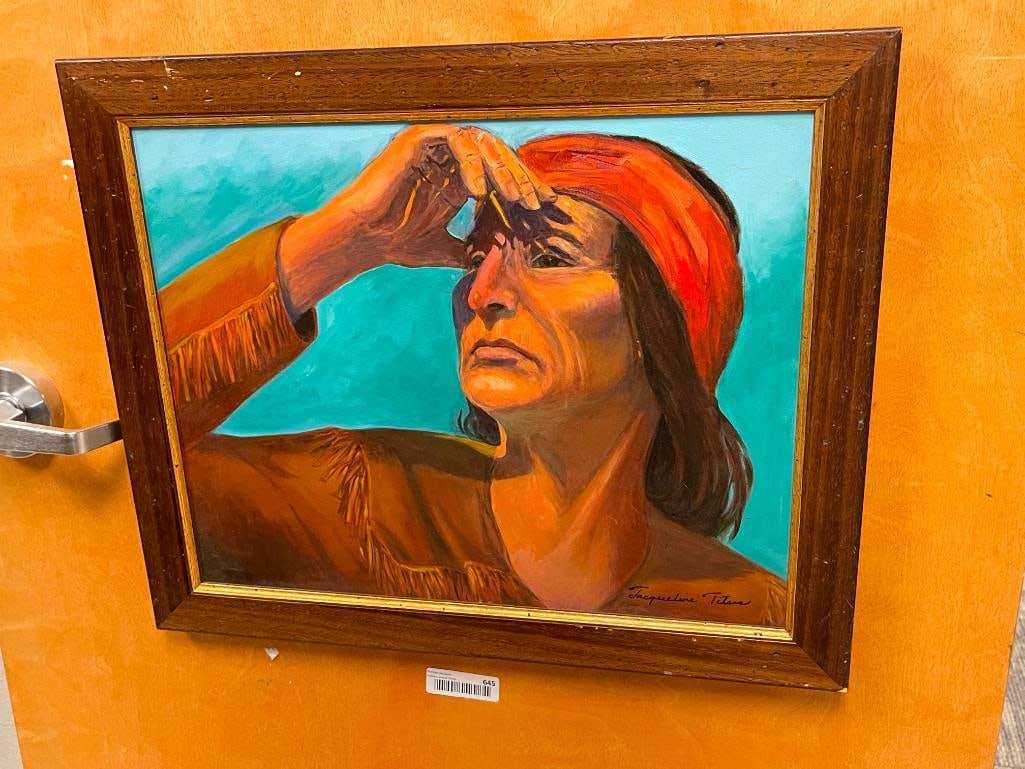 ORIGINAL OIL PAINTING ON CANVAS BY JACQUELINE TITUS OF NATIVE AMERICAN MAN (1 of 5)