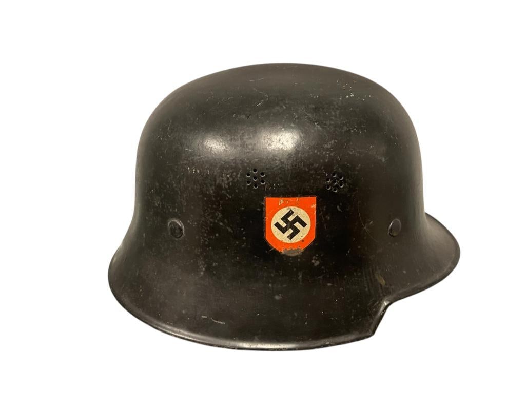 D.R.P. THALE WWII GERMAN FIRE POLICE STAHLHELM M34 FEUERSCHUTZPOLIZEI STEEL HELMET (1 of 16)
