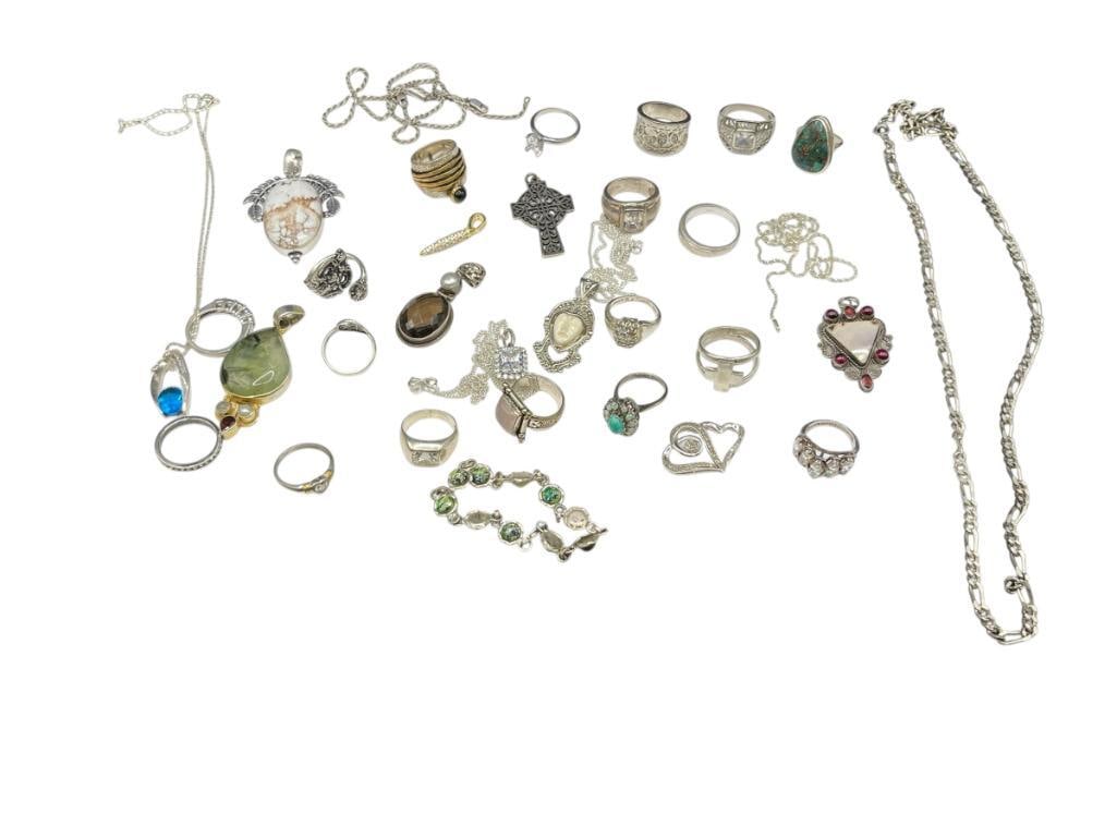 GREAT COLLECTION OF STERLING SILVER FASHION JEWELRY INCLUDING VARIOUS DESIGNS AND STYLES (1 of 10)