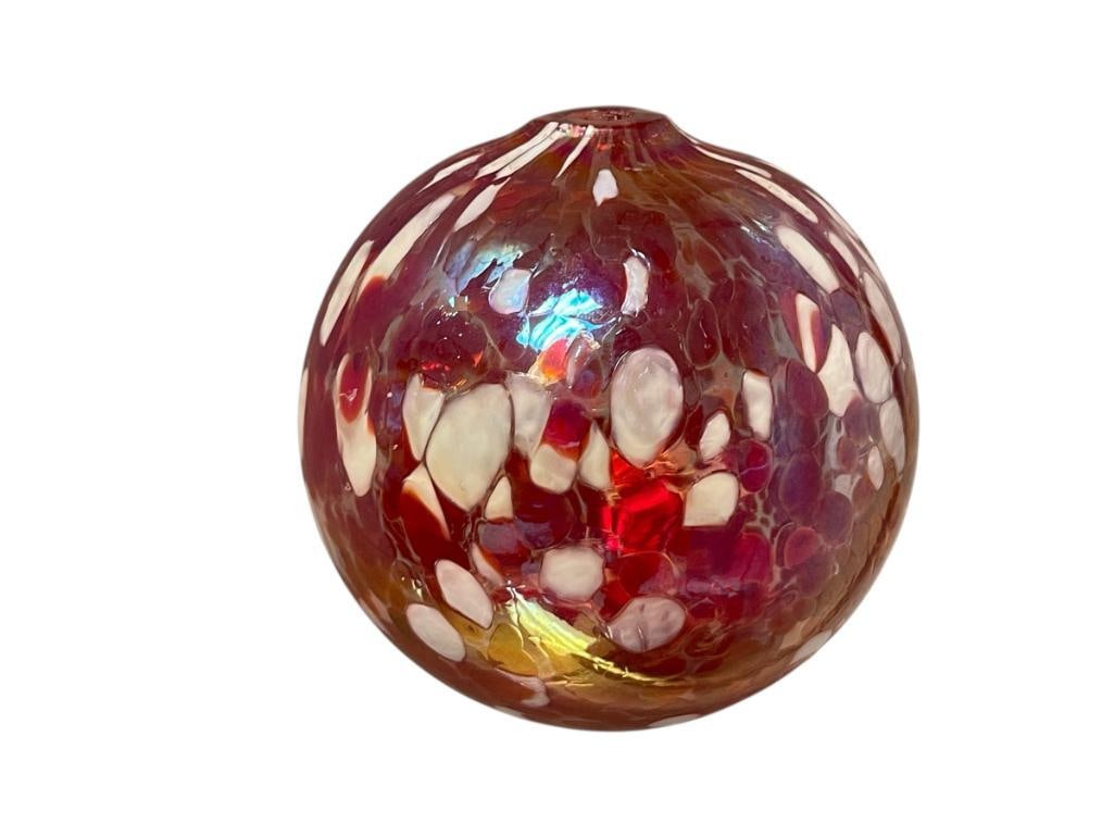HAND BLOWN ART GLASS BULB OIL DIFFUSER FEATURING BRIGHT PINK AND WHITE COLORS: NO CHIPS OR CRACKS 3" H