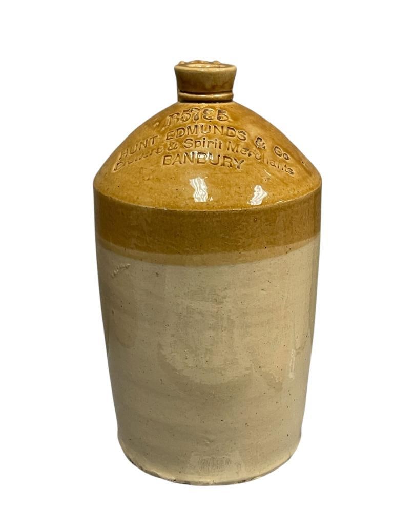 ANTIQUE ENGLISH STONEWARE FLAGON / JUG FROM HUNT EDMUNDS & CO. BANBURY USED TO SERVE BEER OR CIDER (1 of 6)