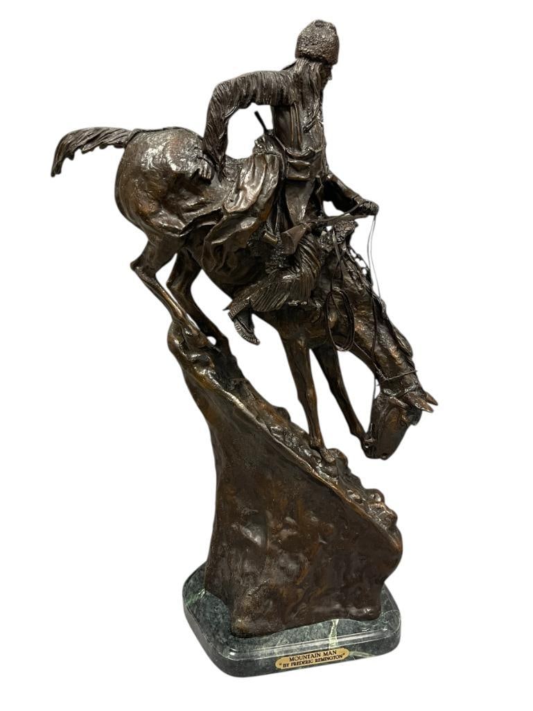 FREDERIC REMINGTON RENOWN WESTERN AMERICAN ARTIST AND SCULPTOR BRONZE SULPTURE MOUNTAIN MAN (1 of 16)