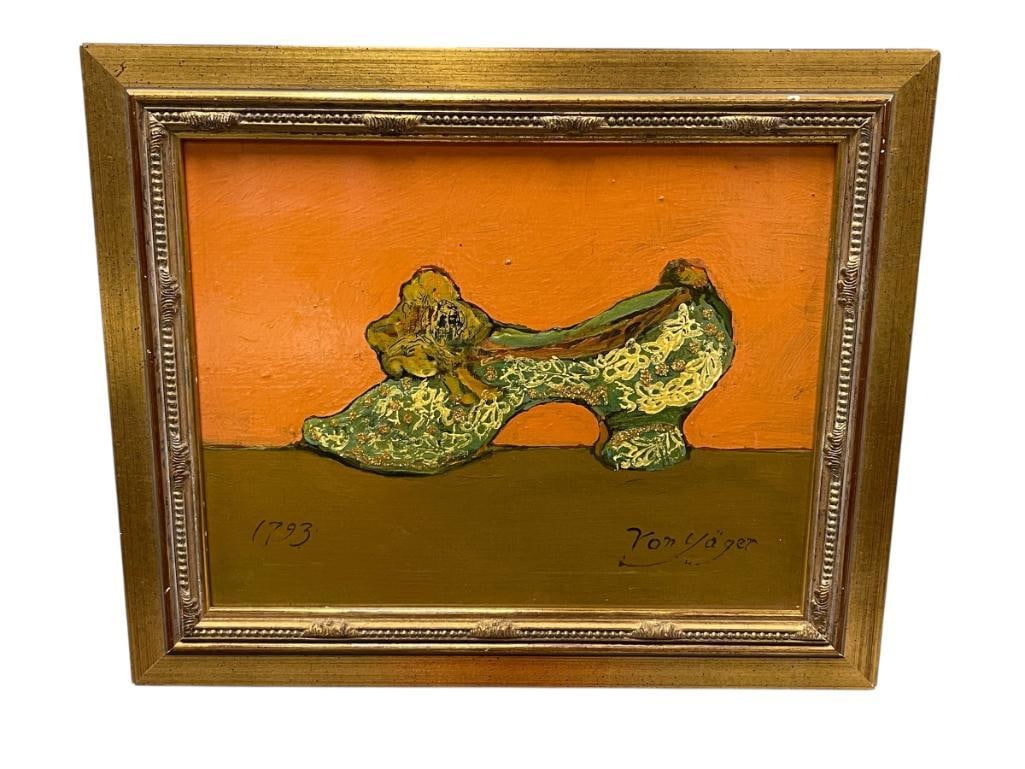 IRA YEAGER AMERICAN ORIGINAL MIXED MEDIA ART ON CANVAS OIL / ACRYLIC VICTORIAN SHOE (1 of 9)