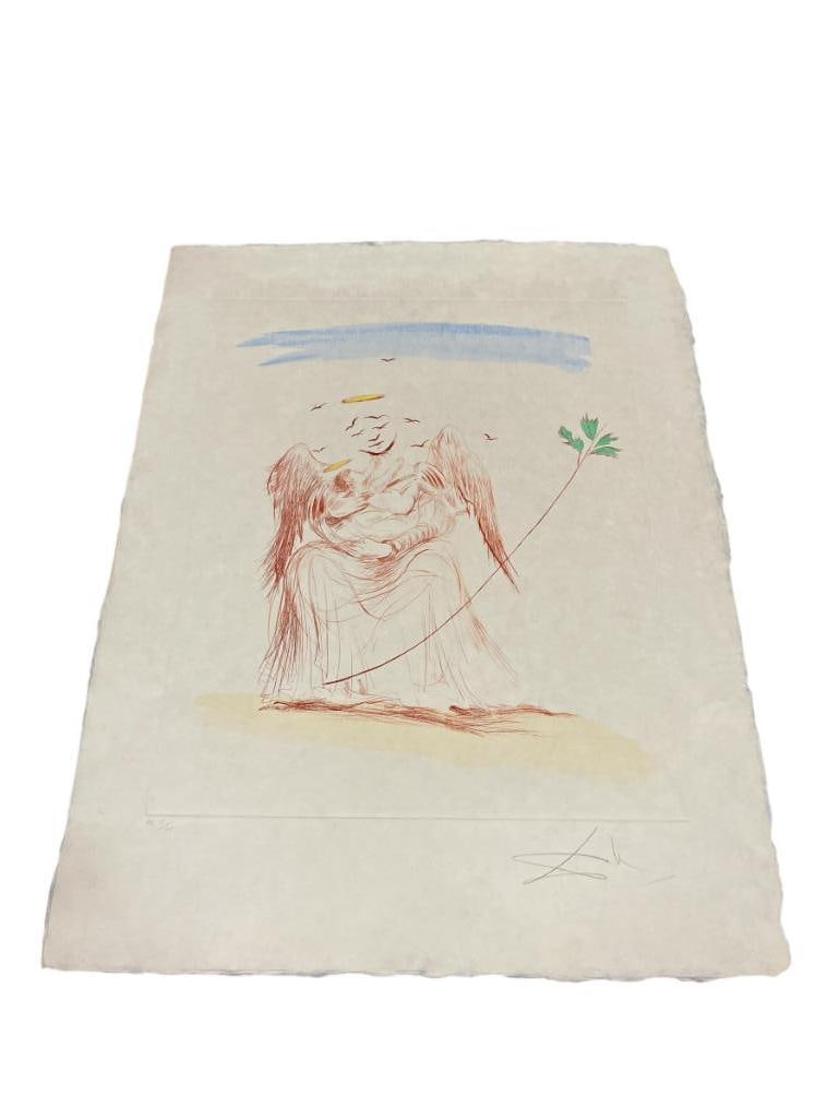 SALVADOR DALI RENOWN SURREALIST ARTIST SIGNED LIMITED EDITION PRINT TITLED ANGEL WITH CHILD (1 of 8)