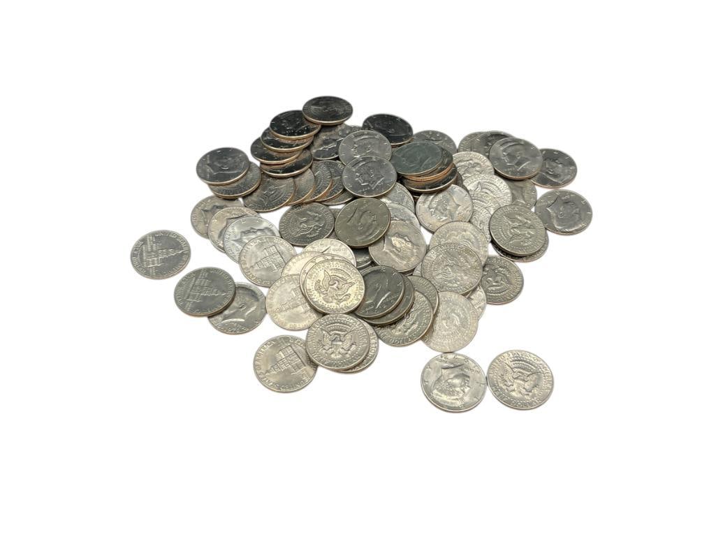 82 ASSORTED U.S. KENNEDY HALF DOLLARS FEATURING DATES MOSTLY FROM THE 1970'S (1 of 9)