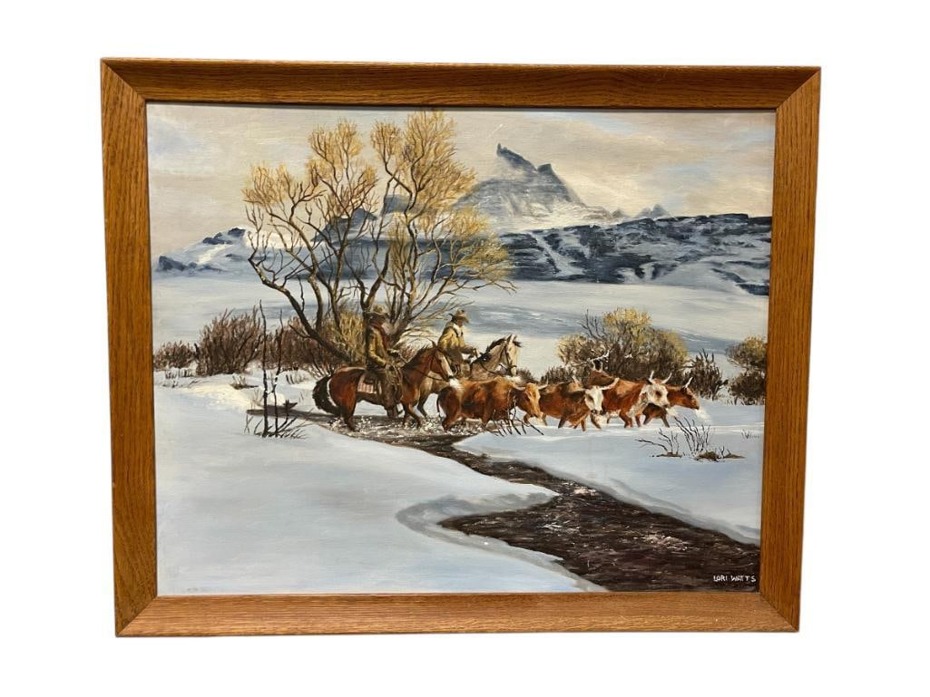 LISTED CALIFORNIA ARTIST LORI WATTS ORIGINAL WESTERN OIL ON CANVAS PAINTING (1 of 7)
