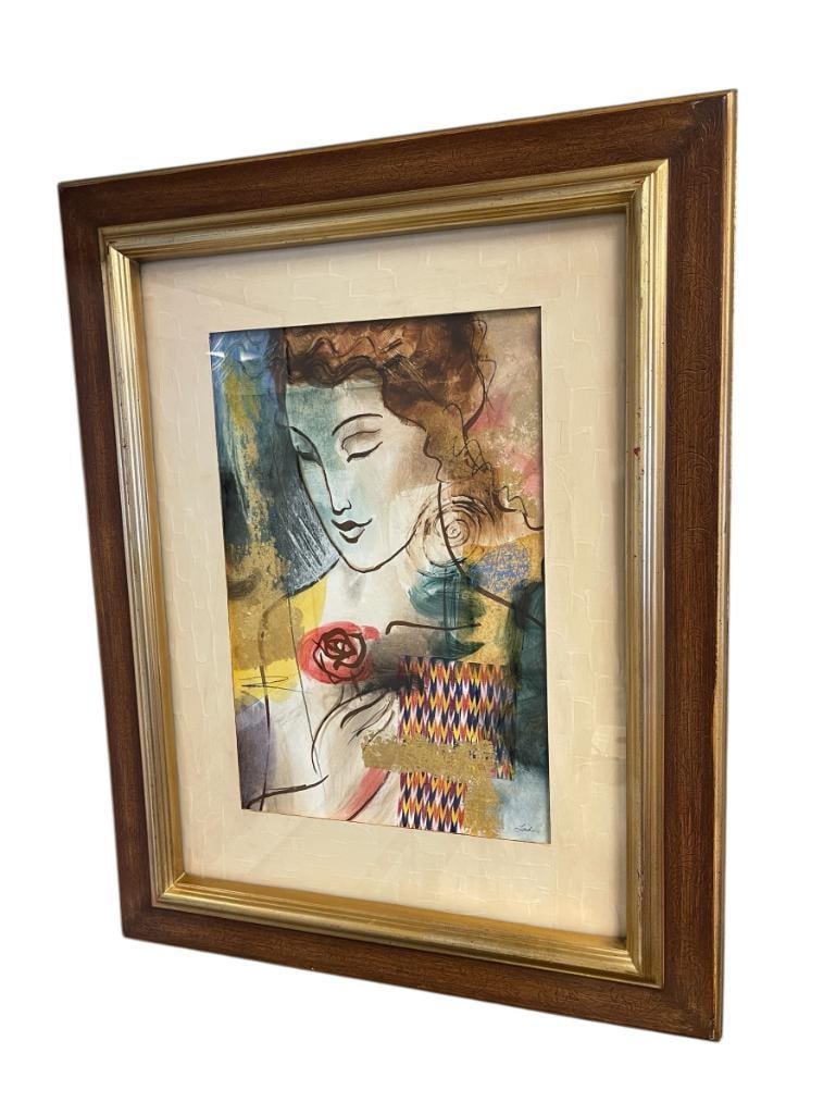 LINDA LE KINFF FRENCH CONTEMORARY ARTIST MIXED-MEDIA ON PAPER TITLED GIVING (1 of 10)