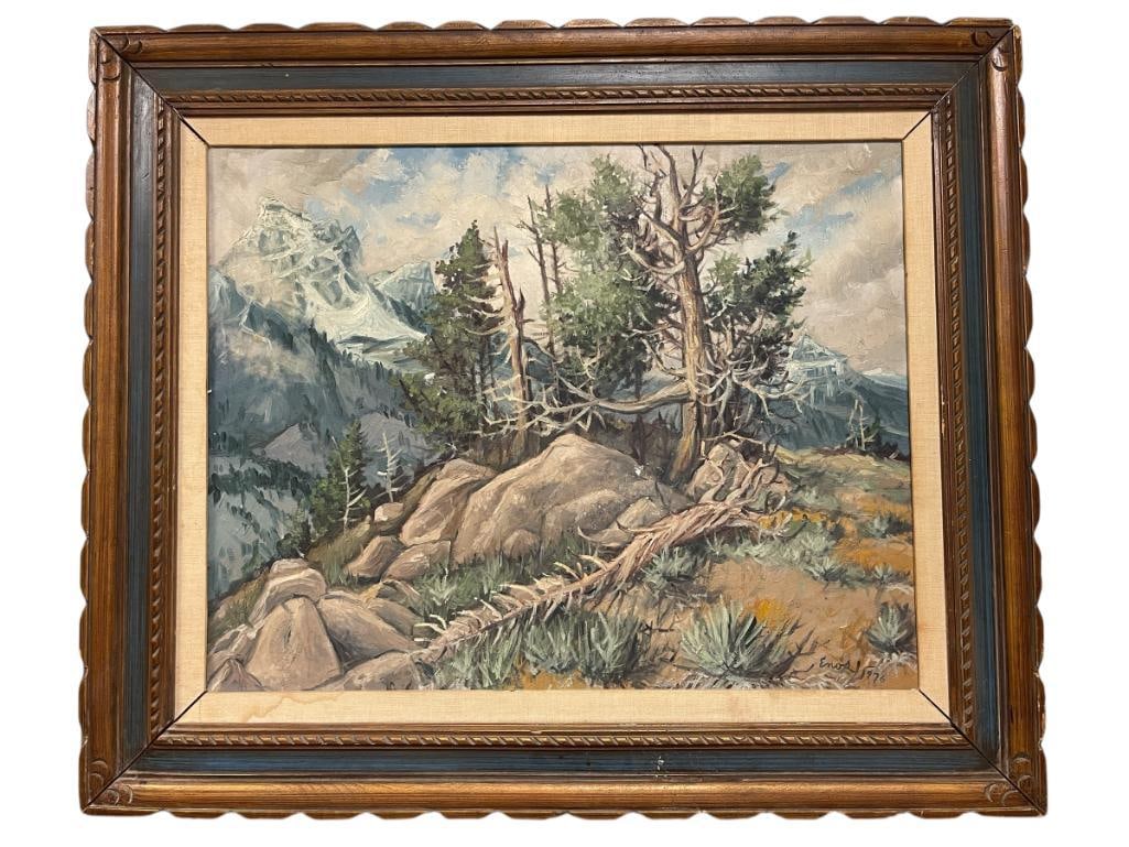 ORIGINAL OIL ON CANVAS LANDSCAPE PAINTING OF THE SIERRA NEVADAS SIGNED BY ARTIST IN LOWER RIGHT E... (1 of 10)