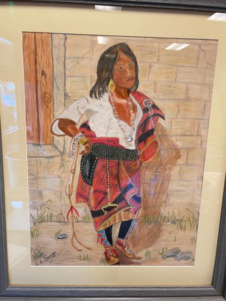 HOPI MADDEN ORIGINAL PASTEL ON PAPER BY RENOWN SACRAEMNTO KACHINA MAKER L.L. SCOTT (1920-2011) - 2